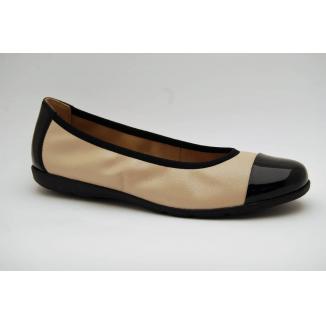CAPRICE beige/svart ballerina