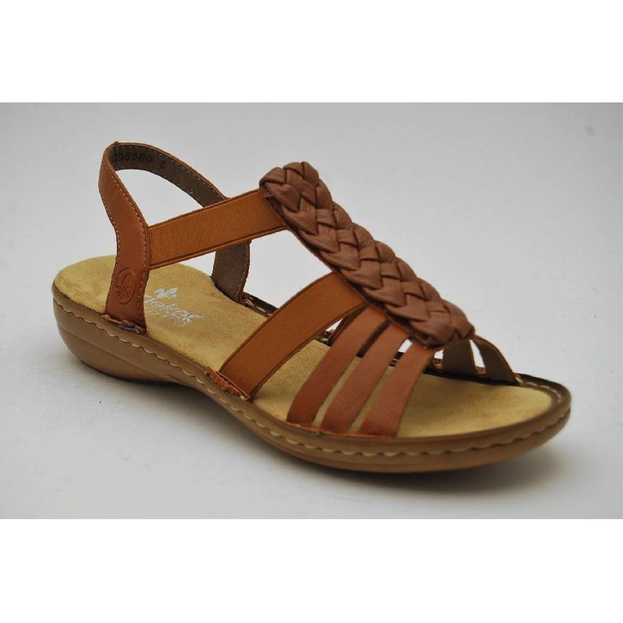RIEKER cognac sandal fläta