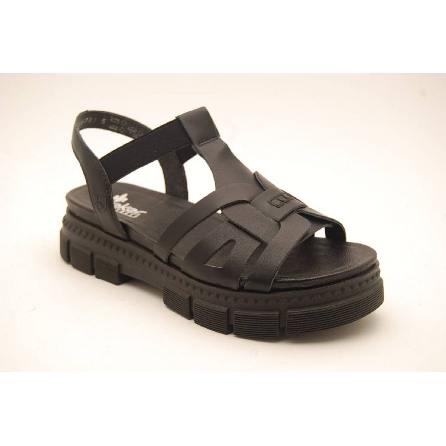 RIEKER svart grov sandal