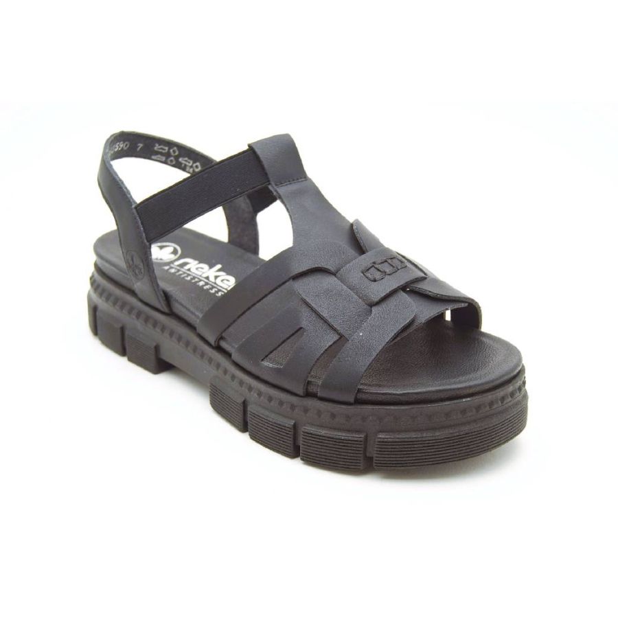 RIEKER svart grov sandal