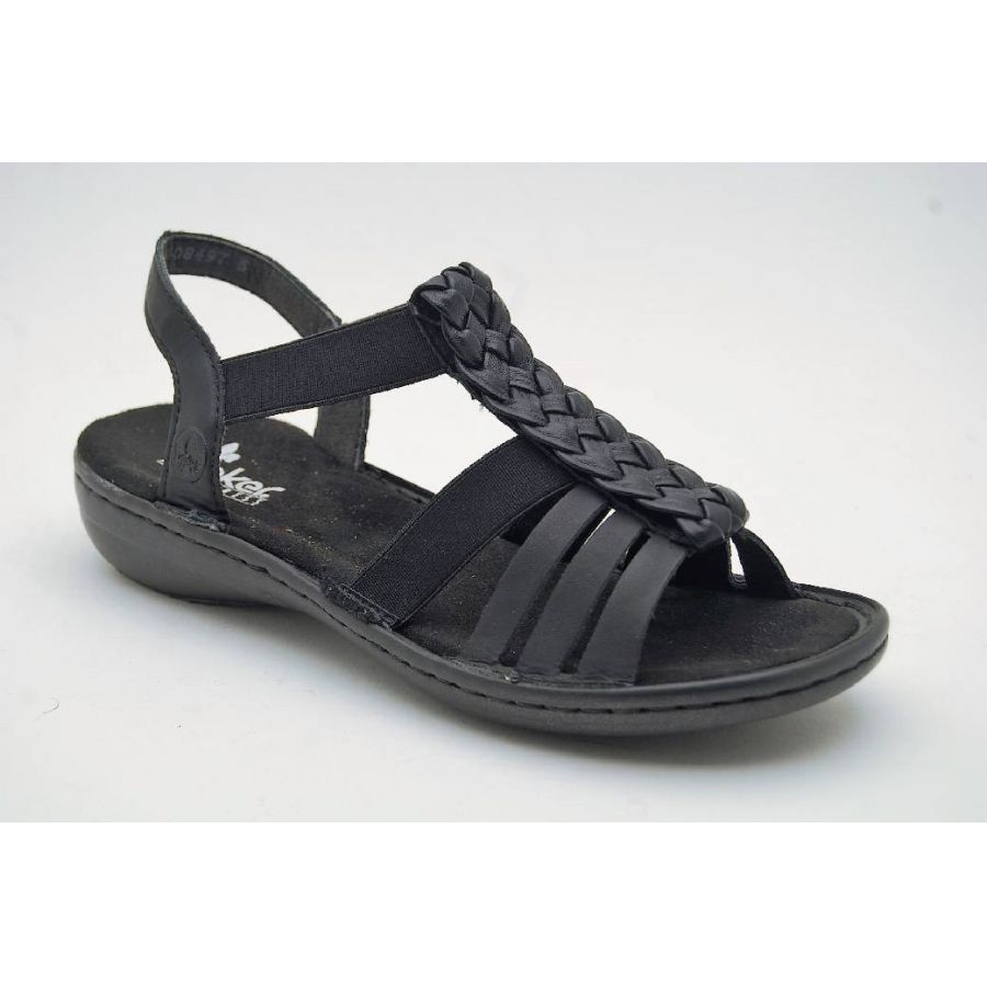 RIEKER svart sandal fläta