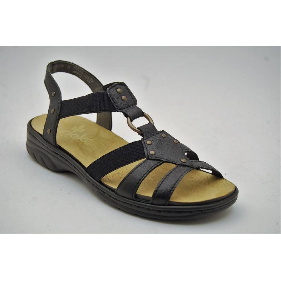 RIEKER svart sandal löstagbar