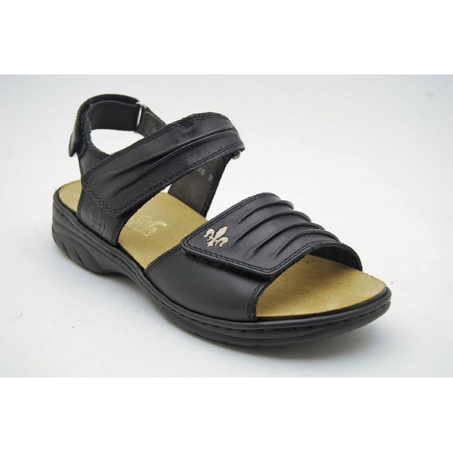 RIEKER svart sandal löstagbar