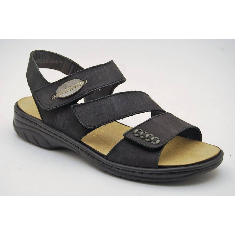 RIEKER svart sandal löstagbar