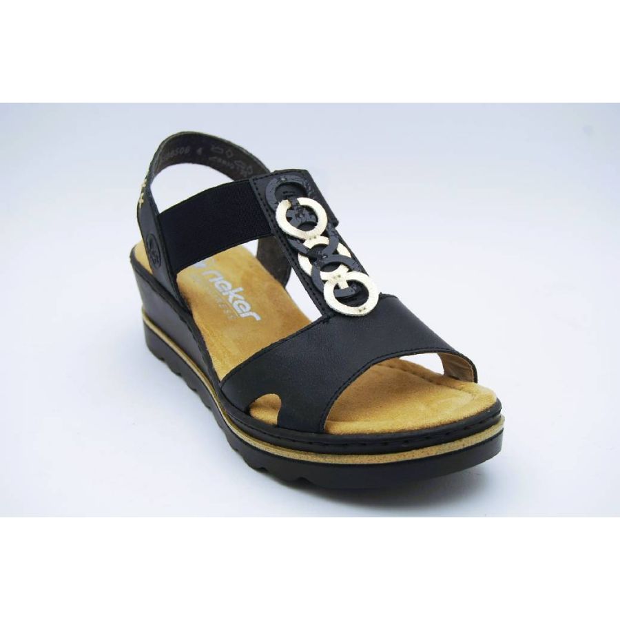 RIEKER svart sandalett kil