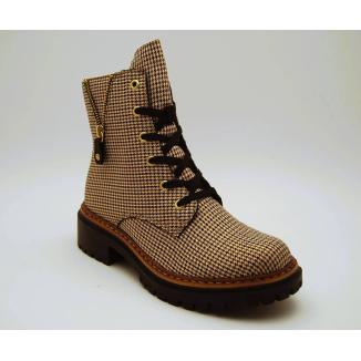RIEKER beige/rutig snörkänga