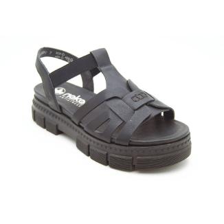 RIEKER svart grov sandal