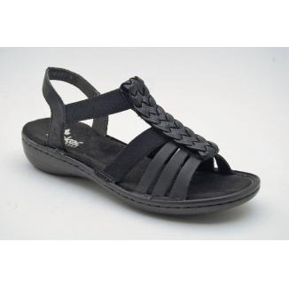 RIEKER svart sandal fläta