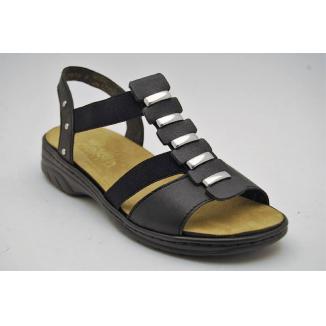 RIEKER svart sandal löstagbar